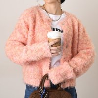 REAL STYLE/リアルスタイル REAL STYLE カーディガン レディース 秋冬 厚手 シャギー ニット 大きいサイズ ゆったり ショート丈 アウター トップス 羽織 可愛/507587410