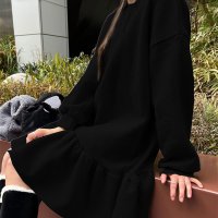 REAL STYLE/リアルスタイル REAL STYLE ワンピース レディース 厚手 長袖 秋 冬 裏起毛 膝丈 ひざ丈 フリル 大きいサイズ 防寒 暖かい おしゃれ ゆったり /507587459