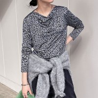 REAL STYLE/リアルスタイル REAL STYLE カットソー レディース 長袖 秋 冬 レオパード 薄手 インナー 重ね着 ヒョウ柄 おしゃれ 可愛い 伸びる 防寒 派手 /507587471