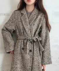 LAUIR/ラウアー LAUIR ロングヘリンボーンチェスターステンカラーコート/507594794