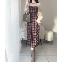 Classical Elf/クラシカルエルフ Classical Elf 【mily bilet】上品でフェミニン。シャイニーシアードッキングIラインチェックワンピース/507586317