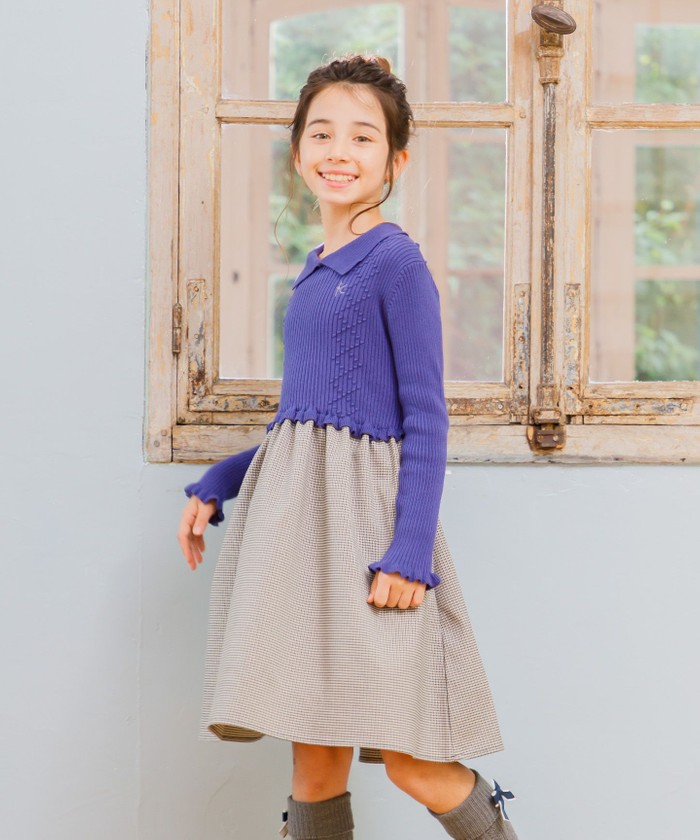 セール 30%OFF】【110－140cm】千鳥ドッキング ワンピース