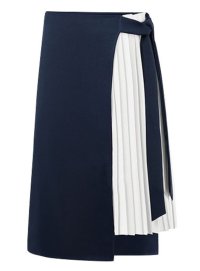 Lily of Valley/リリーオブバリー Lily of Valley プリーツ ドッキング スカート ロング 上品 ウエスト リボン ひざ下 ツートンカラー/507597412