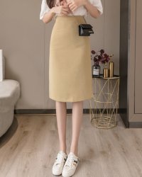 Lily of Valley/リリーオブバリー Lily of Valley バック スリット ハイウエスト タイトスカート きれいめ 上品 清楚 事務服 無地 ボトムス/507597416
