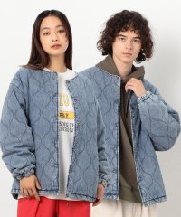 Purple & Yellow/デニムキルティングノーカラーブルゾン/507549233