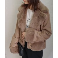 libelle more/リベル モア libelle more スウェードポンチエコファー付きライダースジャケット/507577354