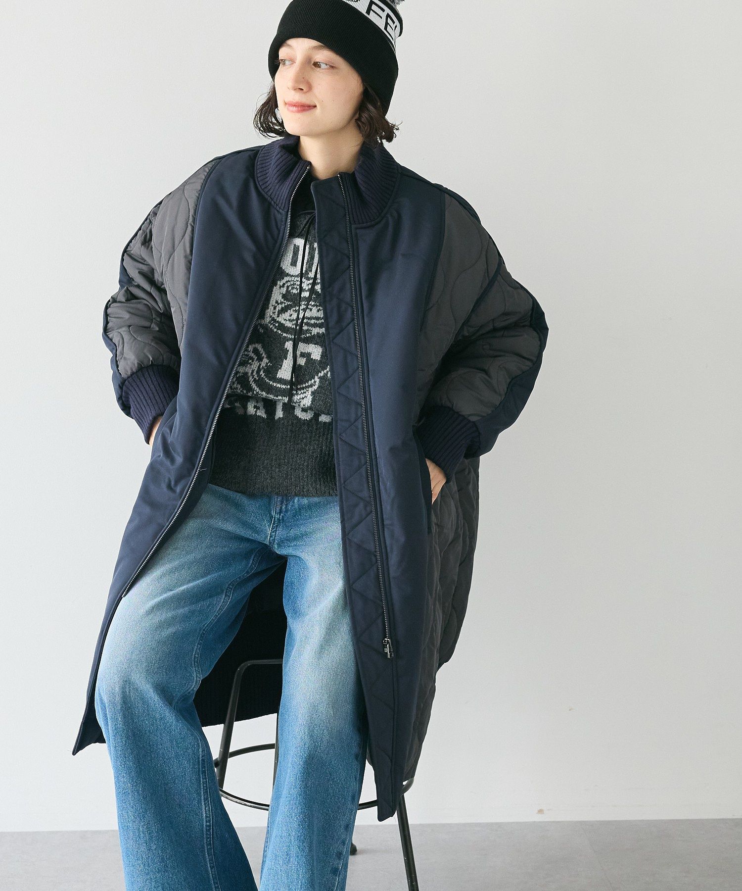 定価25200円【新品JOURNAL STANDARD ブークレニット中綿コート ブークレミドル丈ショートコート(スタイルノート/StyleNote