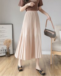 Lily of Valley/リリーオブバリー Lily of Valley プリーツ 切替 ロング スカート 大人可愛い カジュアル フレア ウエストゴム 上品/507599353