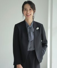 J.PRESS LADIES/【セットアップ対応・洗える】セラテリーダブルクロス ノーカラー ジャケット/507600089