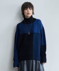 ICB（LARGE SIZE）/【洗える】ソフトカシミヤミックス ブロッキングハイネックニット/507600091