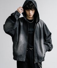 Rocky Monroe/ロッキーモンロー Rocky Monroe パーカー デニムジャケット Gジャン ショート丈 メンズ レディース フルジップ オーバーサイズ ケミカル加工 ブラ/507601226