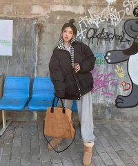 shopnikoniko/ショップニコニコ ShopNikoNiko ブロックチェック オーバーサイズ 中綿ブルゾン 韓国カジュアル 韓国ガーリー 雪遊び アウトドア レジャー キャンプ/507601238