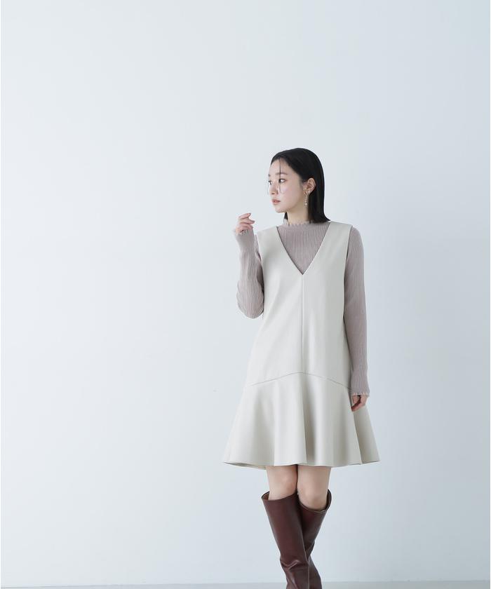 【超ポイント祭?期間限定】 セール 50%OFF】フェイクレザーミニジャンスカ(507604547 ワンピース