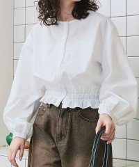 titivate/クルーネック裾シャーリングブラウス/507604680