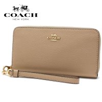 COACH/コーチ COACH コーチ 長財布 レディース ストラップ付き COACH Wallet ラウンドファスナー ペブルド レザー トープ C4451 IMTAU/507090807