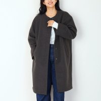Filomo/フィローモ Filomo [Filomo] 起毛ウールタッチ ノーカラー ロングコート 手洗い可能/507608750