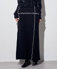 MAISON BREEZE reveur/メゾンブリーズレヴール MAISON BREEZE reveur 配色メロー ニットスカート ロングスカートリブスカート ロング丈 タイトスカート DTK/507609291