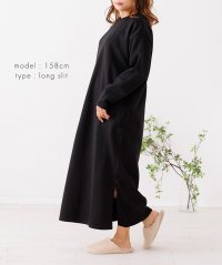 auni/アウニイ auni ルームウェア パジャマ レディース 秋 冬 裏起毛 ラウンドネック ワンピース ロング 丈 深め スリット 定番 カジュアル 部屋着 BN8/507609679
