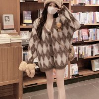 Zoe Jenko/ゾエ ジェンコ Zoe Jenko くま マスコット付 アーガイルカーディガン 10370/507610726