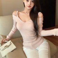Zoe Jenko/ゾエ ジェンコ Zoe Jenko ショルダーカット リブニットトップス 10394/507610731