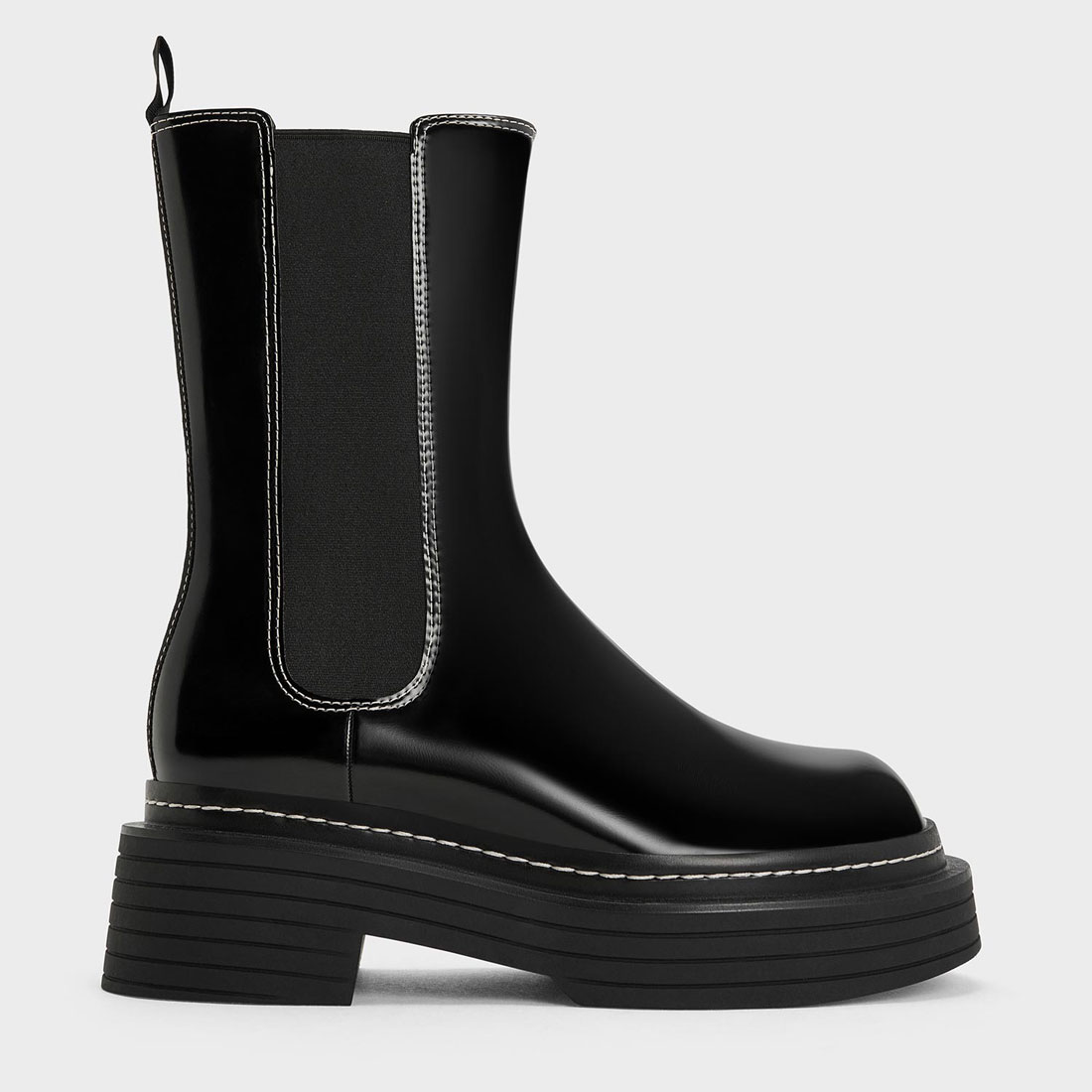 CHARLES & KEITH ブラック サイドゴアブーツ Charles&Keith レディースサイドゴアブーツ