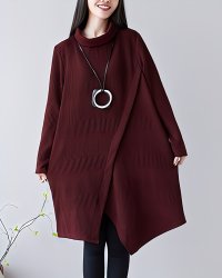 Lily of Valley/リリーオブバリー Lily of Valley リブ スリット タートルネック ニット ワンピース カジュアル 長袖 ゆったり 上品 清楚/507017360