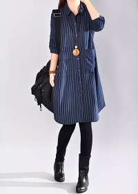 Lily of Valley/リリーオブバリー Lily of Valley ベーシック ストライプ ロングシャツ ワンピース カジュアル 長袖 襟付き 上品 レディース/507616216