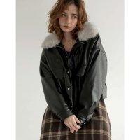 Re:EDIT/[2024－25 WINTER COLLECTION]2WAYヴィンテージライクファー付フェイクレザージャケット/507618954