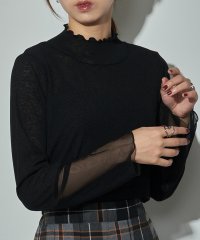 MAISON BREEZE reveur/メゾンブリーズレヴール MAISON BREEZE reveur パワーネット ハイネック トップス メロウフリル 長袖 プルオーバー シアートップス 切り替え/507619311