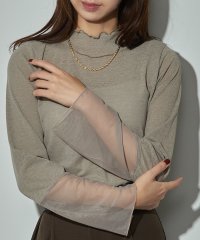 MAISON BREEZE reveur/メゾンブリーズレヴール MAISON BREEZE reveur パワーネット ハイネック トップス メロウフリル 長袖 プルオーバー シアートップス 切り替え/507619311
