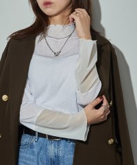 MAISON BREEZE reveur/メゾンブリーズレヴール MAISON BREEZE reveur パワーネット ハイネック トップス メロウフリル 長袖 プルオーバー シアートップス 切り替え/507619311