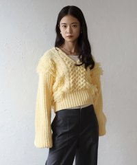 Bonjour Sagan/ボンジュールサガン BONJOUR SAGAN loop knitting V neck knit / 切替ループ編みVネックニット/507625974