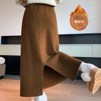 shoppinggo/ショッピングゴー shoppinggo スリット入りニットスカート 裏起毛 低身長さん向け レディース 裏ボア ロングスカート 体型カバー 無地 秋冬 厚手 A/507628404