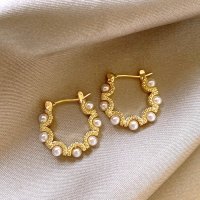 shoppinggo/ショッピングゴー shoppinggo フープピアス リングピアス パール ピアス レディース サークルピアス かわいい ゴールド ワンポイント 結婚式 二次会/507628406