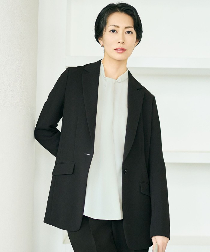 ■自由区大きいサイズ44SARTIプレシャスジャージーノーカラーＶジャケット黒■ すごいらく スムースレザー 長尺 アジャスターベルト (HYBRIDBIZ