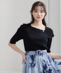 12Twelve Agenda/トゥエルブアジェンダ 12Twelve Agenda アシメオフショルパール釦5分袖ニットプルオーバー/507094363