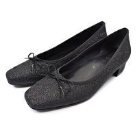 SUaSHI/スウェイシー SUaSHI パンプス 痛くない バレエ リボン チャンキー スクエア 黒 エナメル スムース レインパンプス 幅広 通勤 通学 SUaSHI ス/507156401