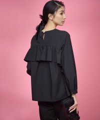 KUMIKYOKU(S SIZE)/【KUMIKYOKU NAVY】ウーステッドライククロス フリルブラウス/507633206