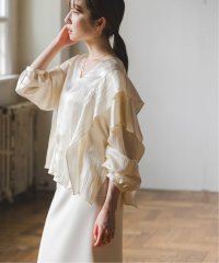 NOBLE/シボサテンレイヤースリーブブラウス/507640608
