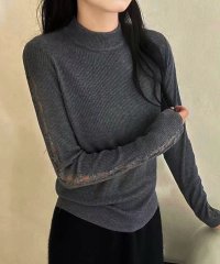 Grandeir/グランディール Grandeir 小花柄レース クルーネック長袖ニット/507641124