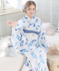 Retica/レティカ Retica 白地×水彩フェザー ゆかた3点セット (浴衣+兵児帯+下駄)/507643151