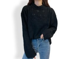 ica/アイカ ica 可愛い透かし編み ゆったりルーズなシルエット ハイネック ニットセーター/507143701
