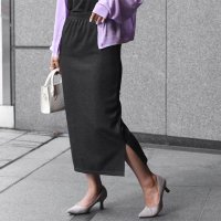 REAL STYLE/リアルスタイル REAL STYLE タイトスカート レディース ロング スウェット Iライン サイドスリット ストレッチ ウエストゴム 通勤 OL/507149389