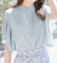 Alotta/アロッタ Alotta 楊柳シフォンバンドカラーブラウス/507159854