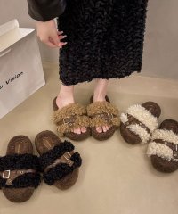 VIVIDLADY/ビビッドレディ VIVIDLADY 厚底ふわふわサンダル 秋冬 ファーサンダル 韓国ファッション ルームシューズ レディース ふわふわ 厚底 サンダル もこもこ/507645194