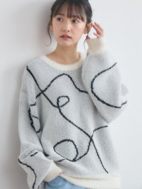 RETRO GIRL/レトロガール RETRO GIRL ニュアンス柄シャギーニット/507645209