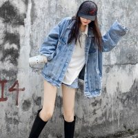 Belle Cie/ベルシー Belle Cie デニム ジャケット ゆったり カジュアル Gジャン 韓国 ワッペン おしゃれ ドロップショルダー コート 切替 大きめサイズ ヴィ/507652887