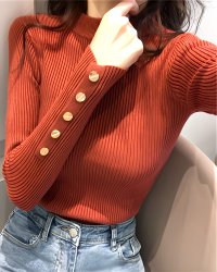 Lily of Valley/リリーオブバリー Lily of Valley ボタン ハイネック リブ ニット トップス きれいめ 上品 オフィスカジュアル レディース/507017656