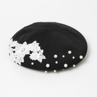 Tomieco/トミエコ Tomieco ベレー帽 花柄レース パール付きベレー/507047050