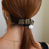 ma chere cosette?/マ　シェール　コゼット ma chere cosette パール付き刺繍入りリボンヘアゴム/507680388